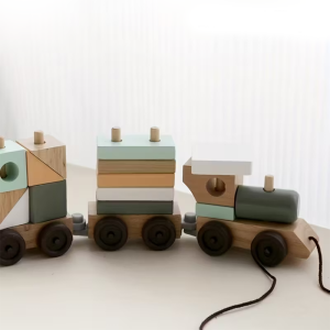 Hand-Crafted Wooden Block Train Set